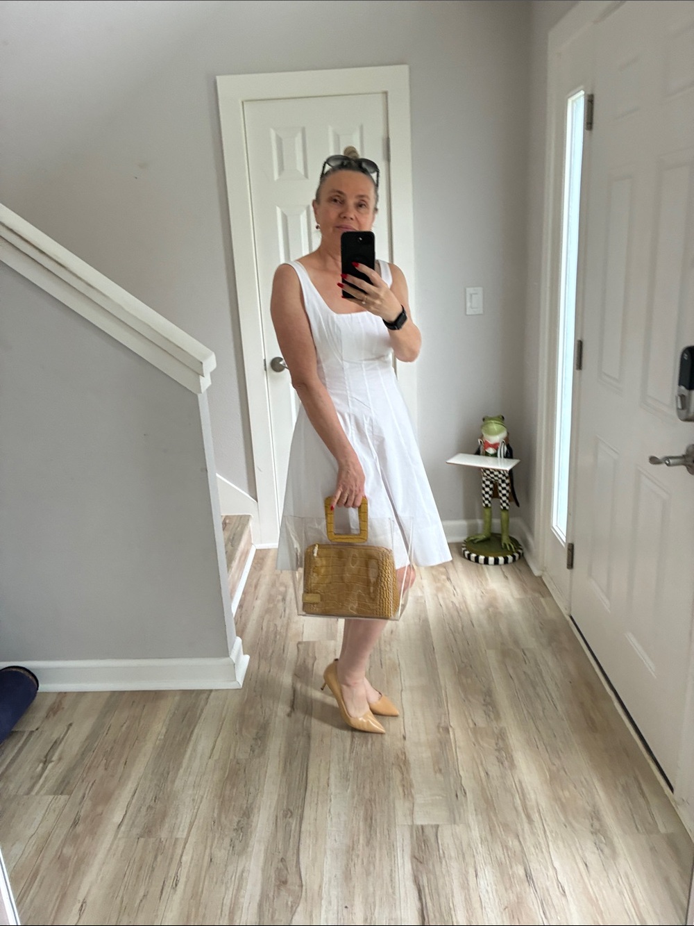 STAUD Mustard Yellow Structured Top-Handle Bag